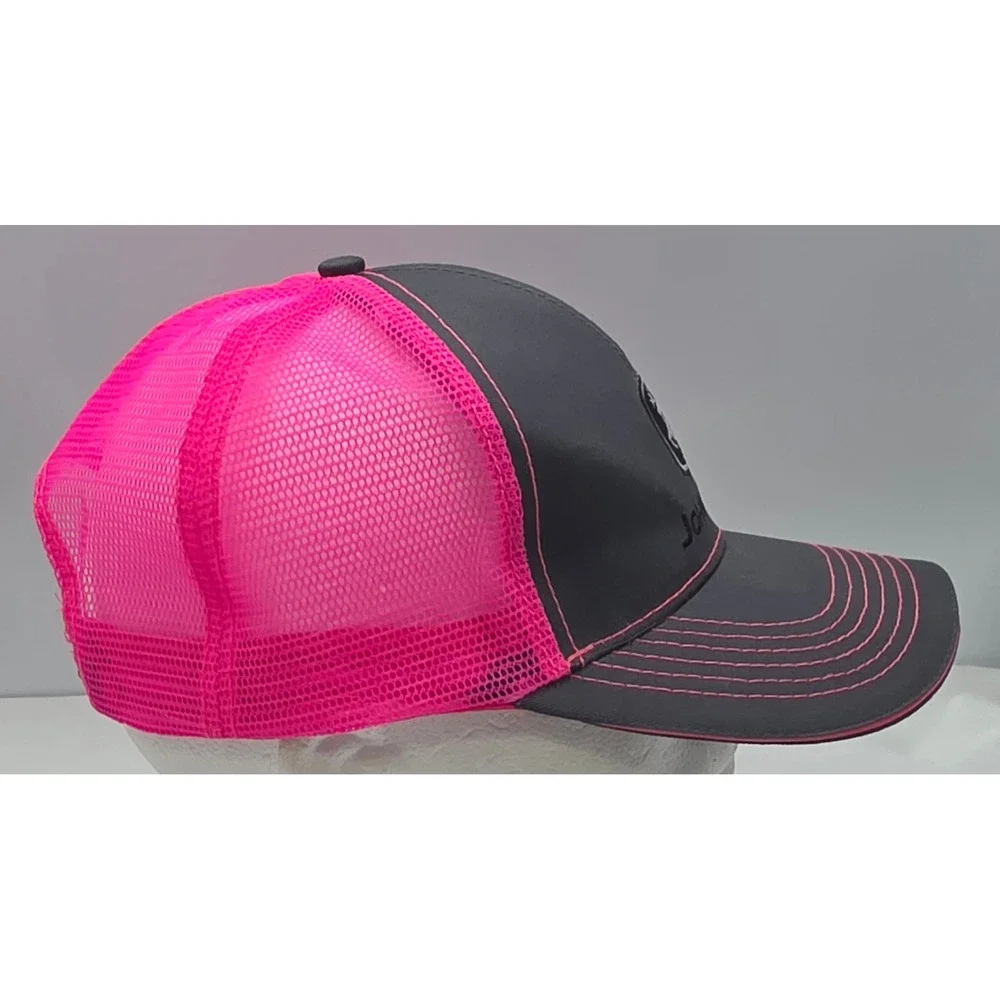JOHN‎ DEERE Snapback Gray Pink Mesh NWOT Trucker Hat Baseball Cap Tractor Farm